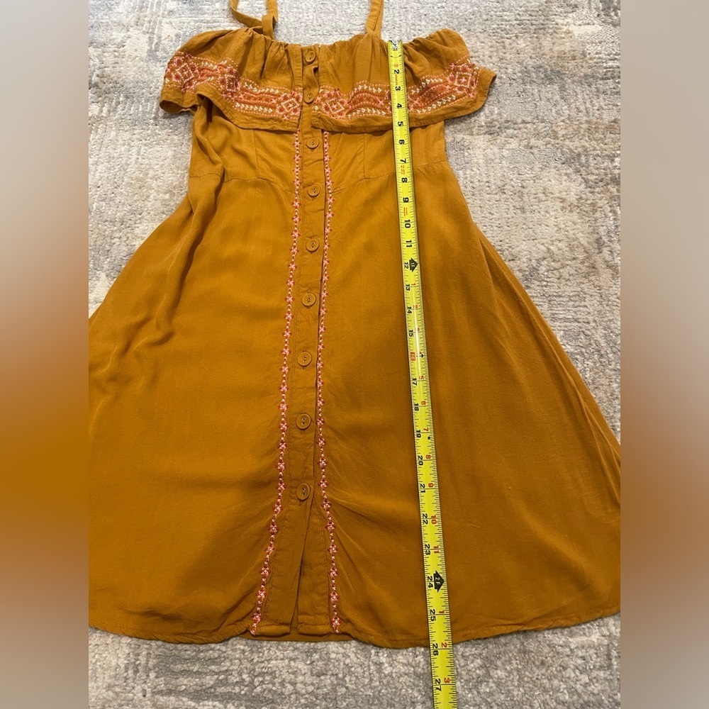 Aeropostale Brownish Orange Blouse Dress Tunic Size S Button Down & Embroidered - Picture 12 of 15